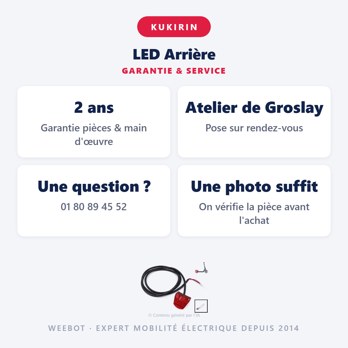 LED Arrière pour Trottinette Électrique Kukirin G2 Pro - Weebot