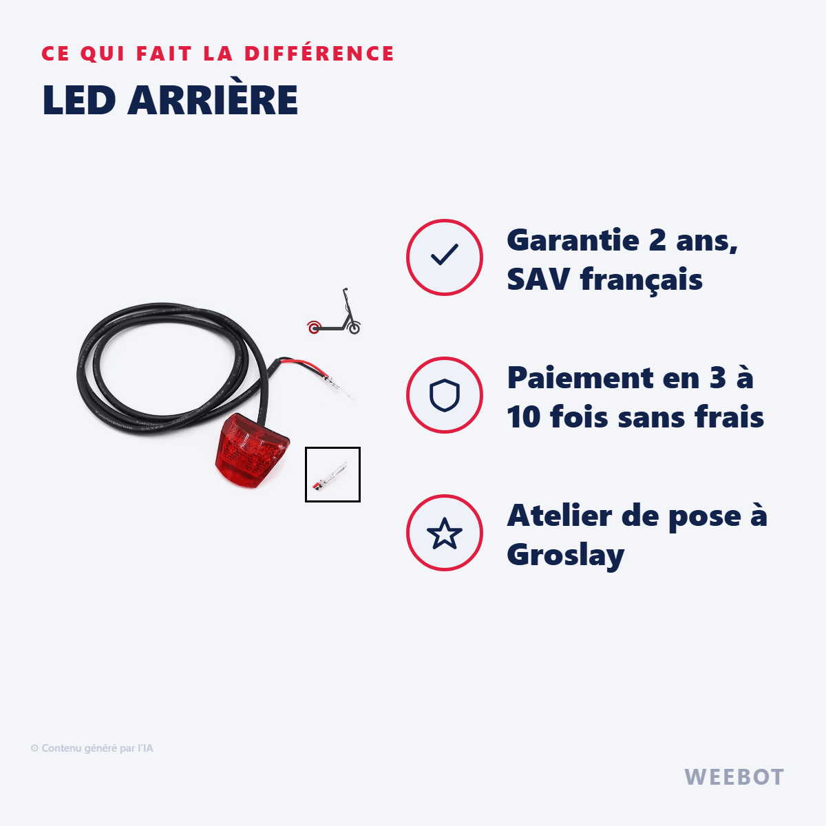 LED Arrière pour Trottinette Électrique Kukirin G2 Pro - Weebot