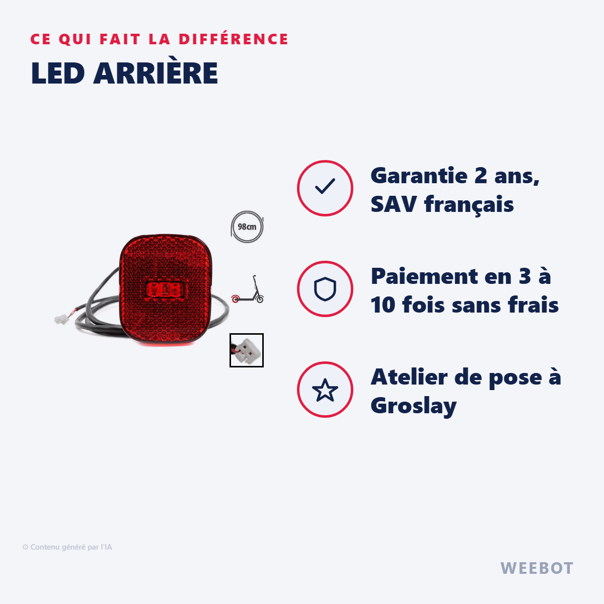LED Arrière pour Trottinette Électrique Ninebot Segway F2 / F2 Plus / F2 Pro - Weebot
