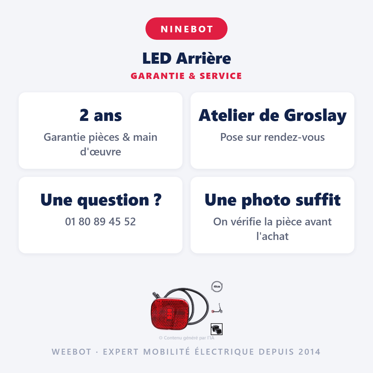 LED Arrière pour Trottinette Électrique Ninebot Segway ZT3 Pro - Weebot