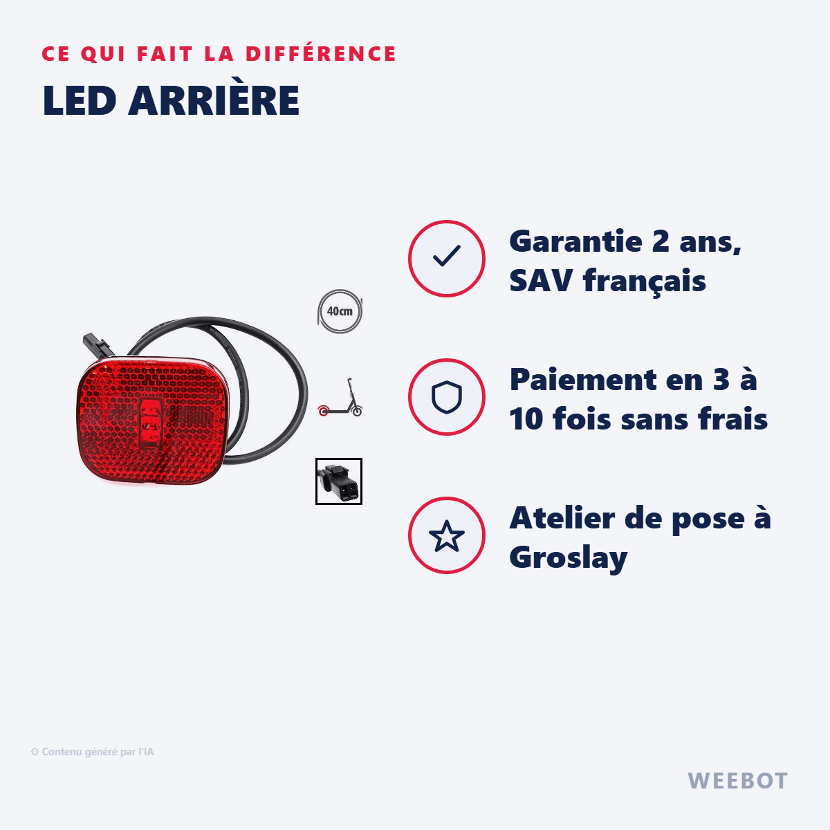 LED Arrière pour Trottinette Électrique Ninebot Segway ZT3 Pro - Weebot