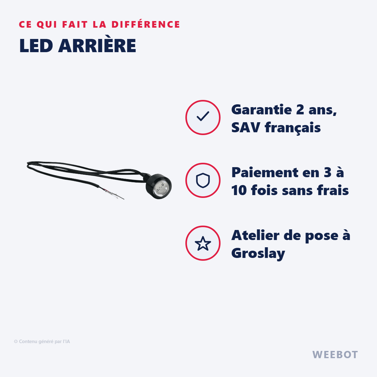 LED Arrière pour Trottinette Électrique Z (bout épais) - Weebot