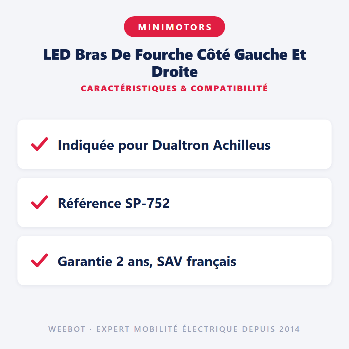 LED Bras De Fourche Côté Gauche Et Droite pour Trottinette Électrique Dualtron Achilleus - Weebot