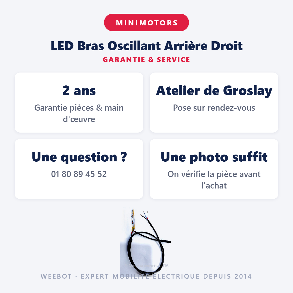 LED Bras Oscillant Arrière Droit : garantie 2 ans et service après-vente