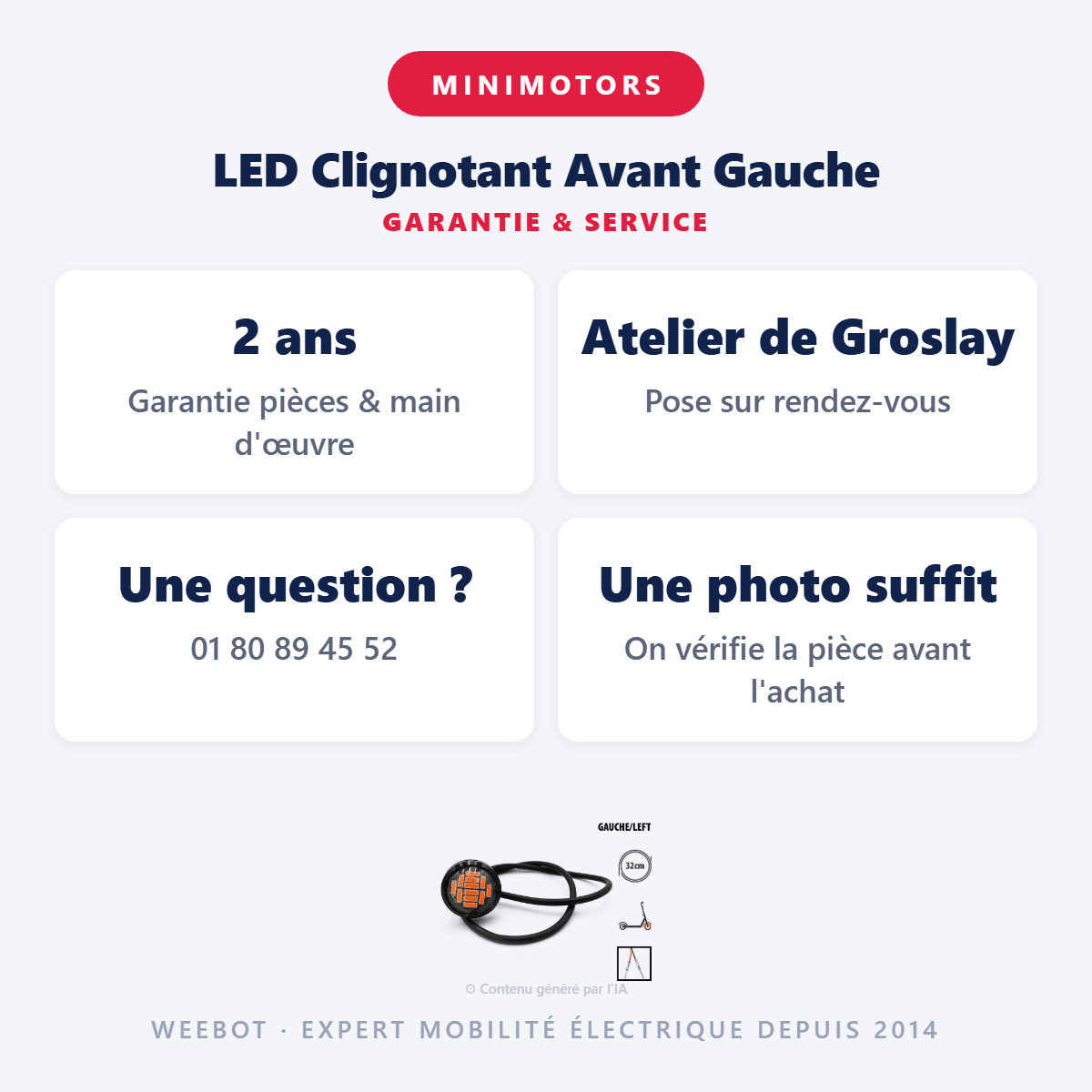 LED Clignotant Avant Gauche pour Trottinette Électrique Dualtron Forever - Weebot