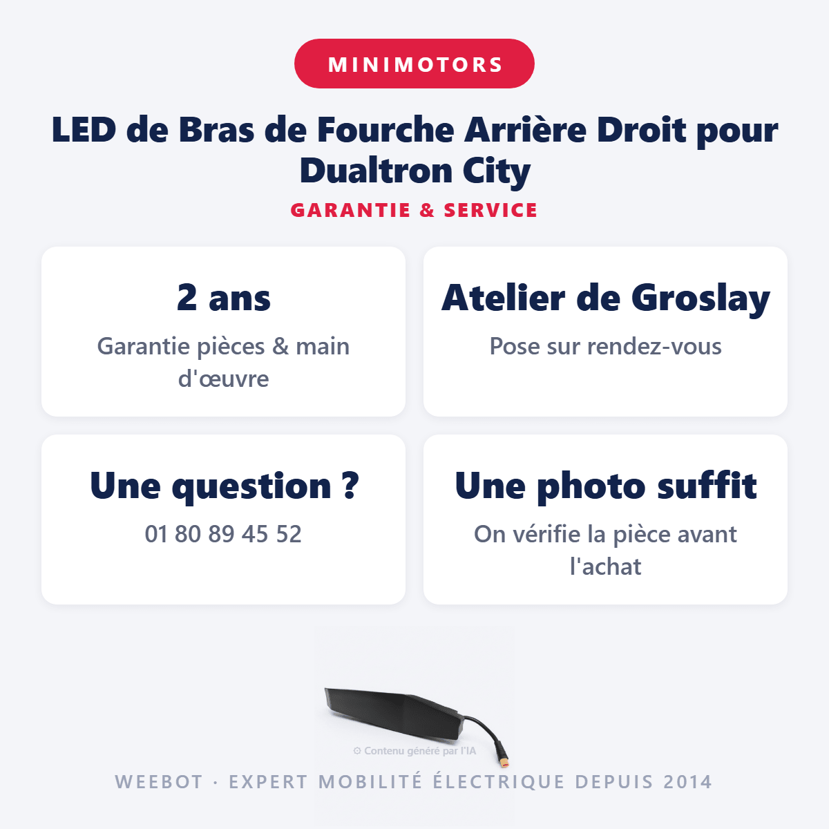 LED de Bras de Fourche Arrière Droit pour Dualtron City - Weebot