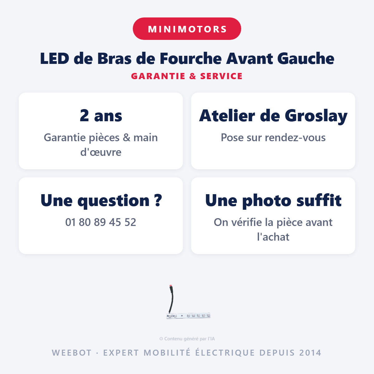 LED de Bras de Fourche Avant Gauche pour Trottinette Electrique Dualtron Storm Limited - Weebot