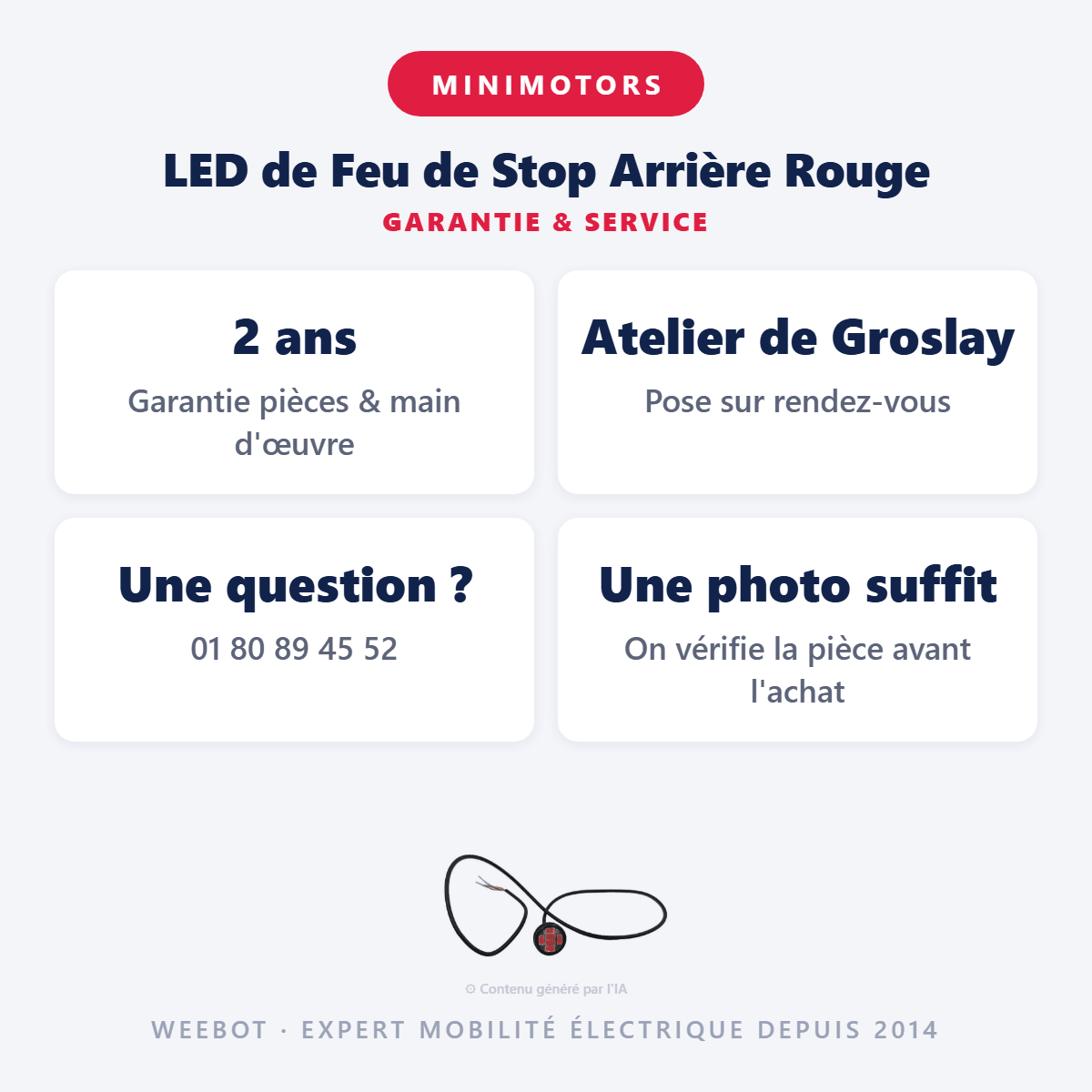 LED de Feu de Stop Arrière Rouge pour Trottinette Electrique Dualtron Mini Spécial - Weebot
