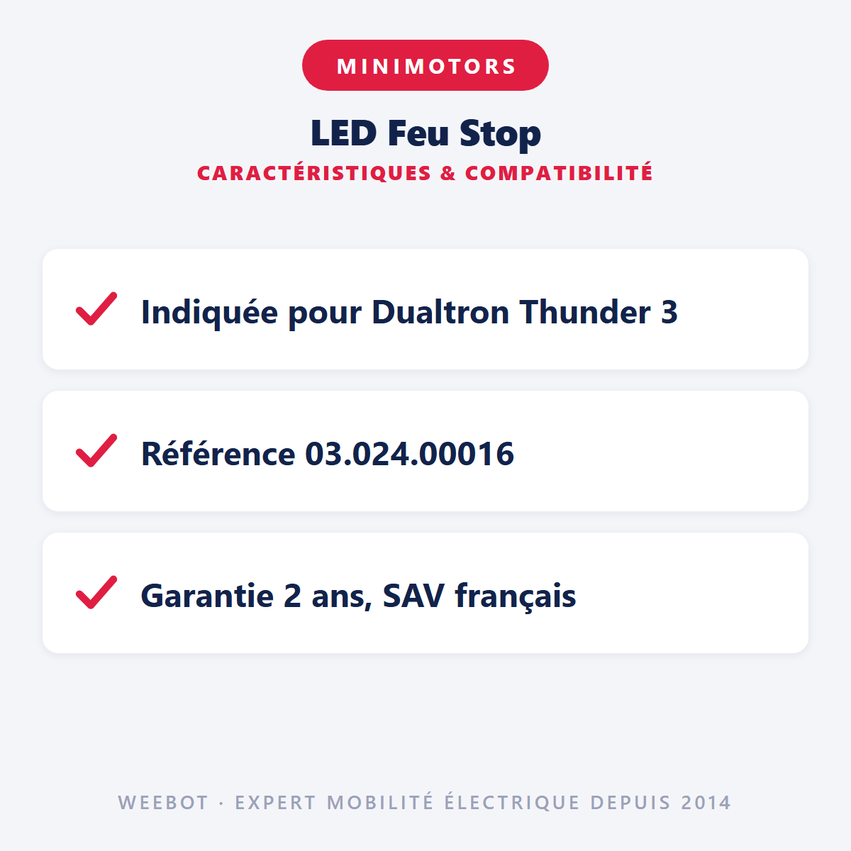 LED Feu Stop pour Trottinette Électrique Dualtron Thunder 3 - Weebot