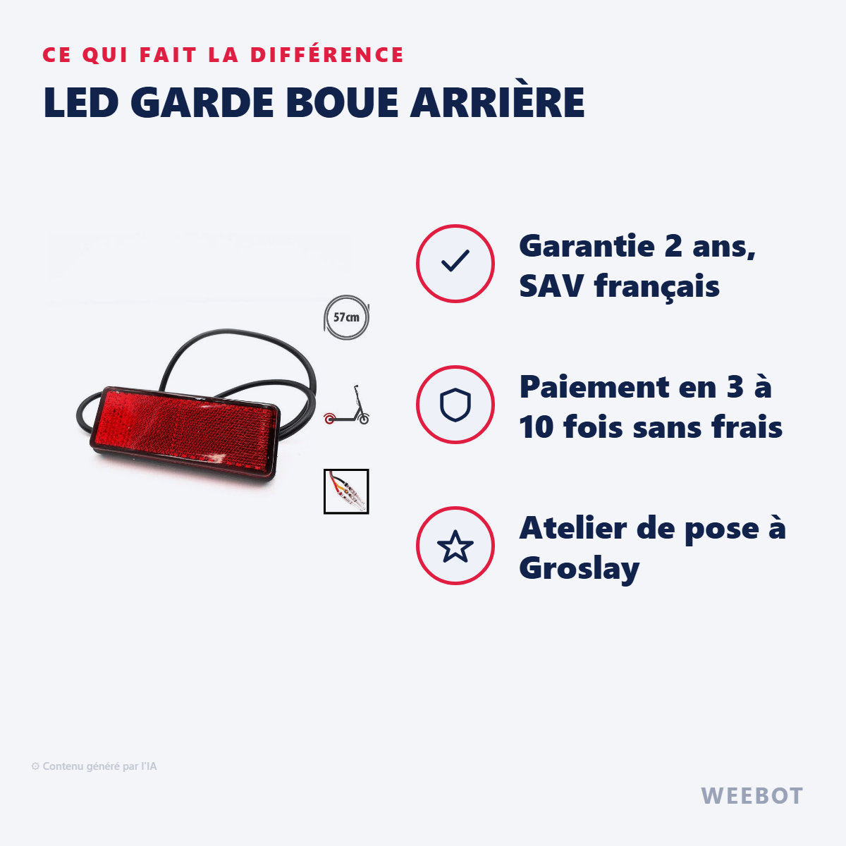LED Garde Boue Arrière pour Trottinette Électrique Dualtron Forever - Weebot