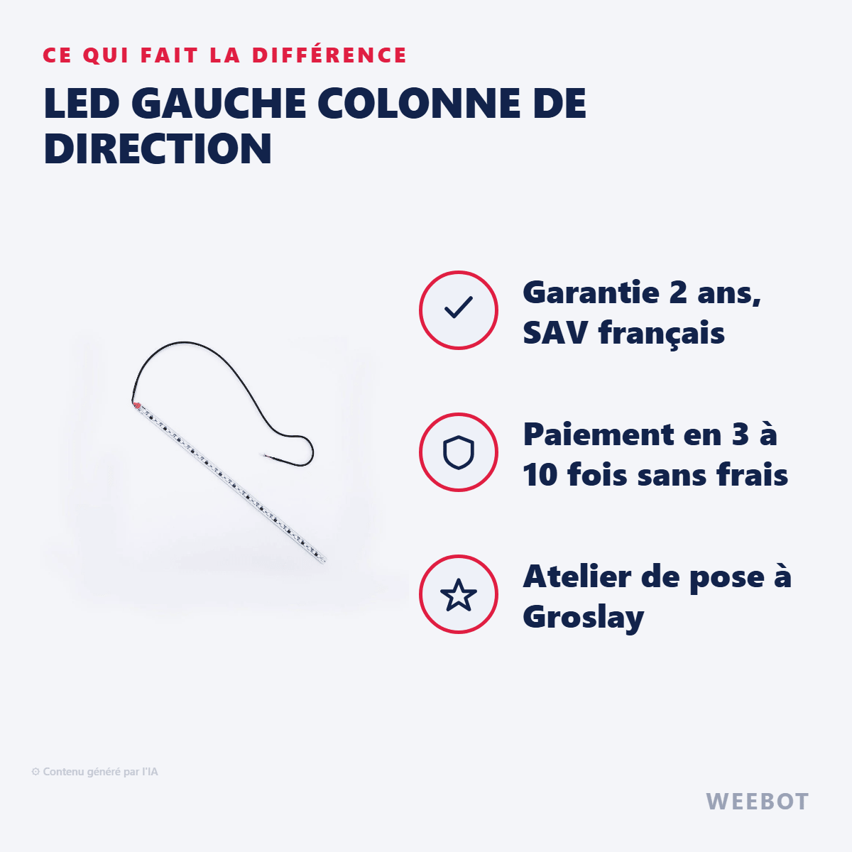 LED Gauche Colonne De Direction pour Trottinette Électrique Dualtron Mini 1 - Weebot
