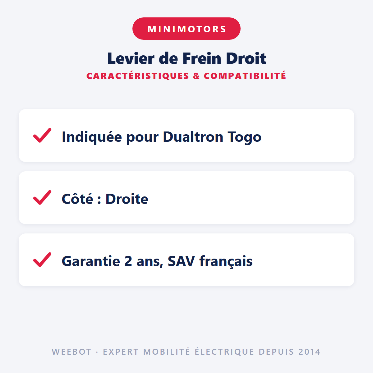 Levier de Frein Droit pour Trottinette Électrique Dualtron Togo - Weebot