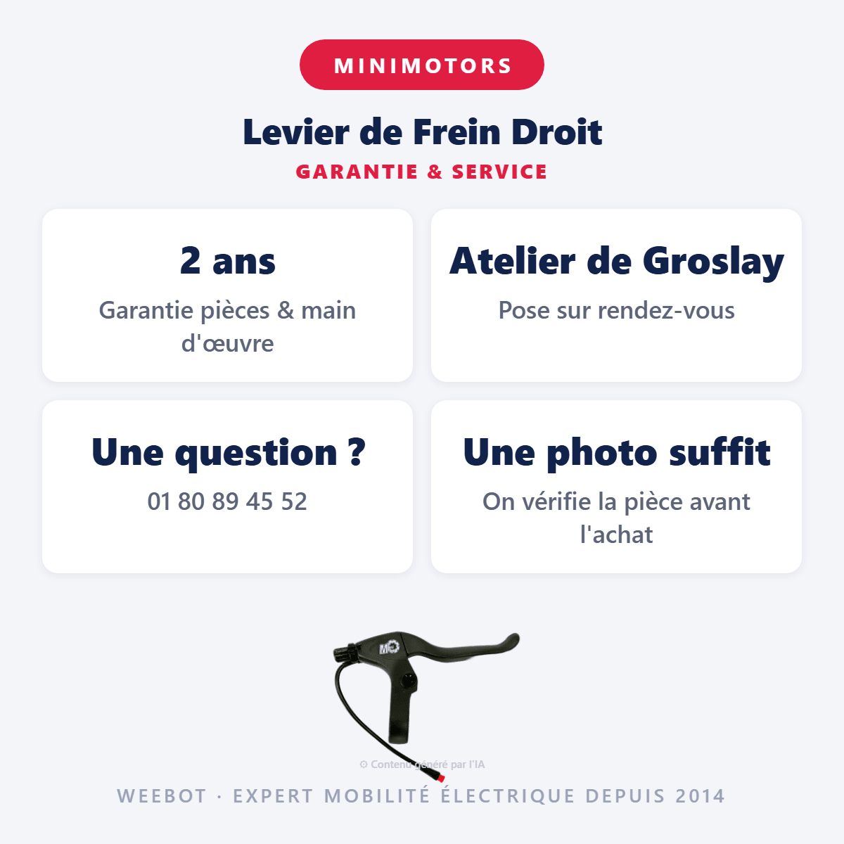 Levier de Frein Droit pour Trottinette Électrique Dualtron Togo - Weebot