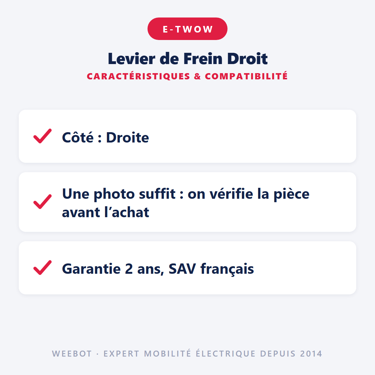 Levier de Frein Droit pour Trottinette Électrique Etwow GT - Weebot