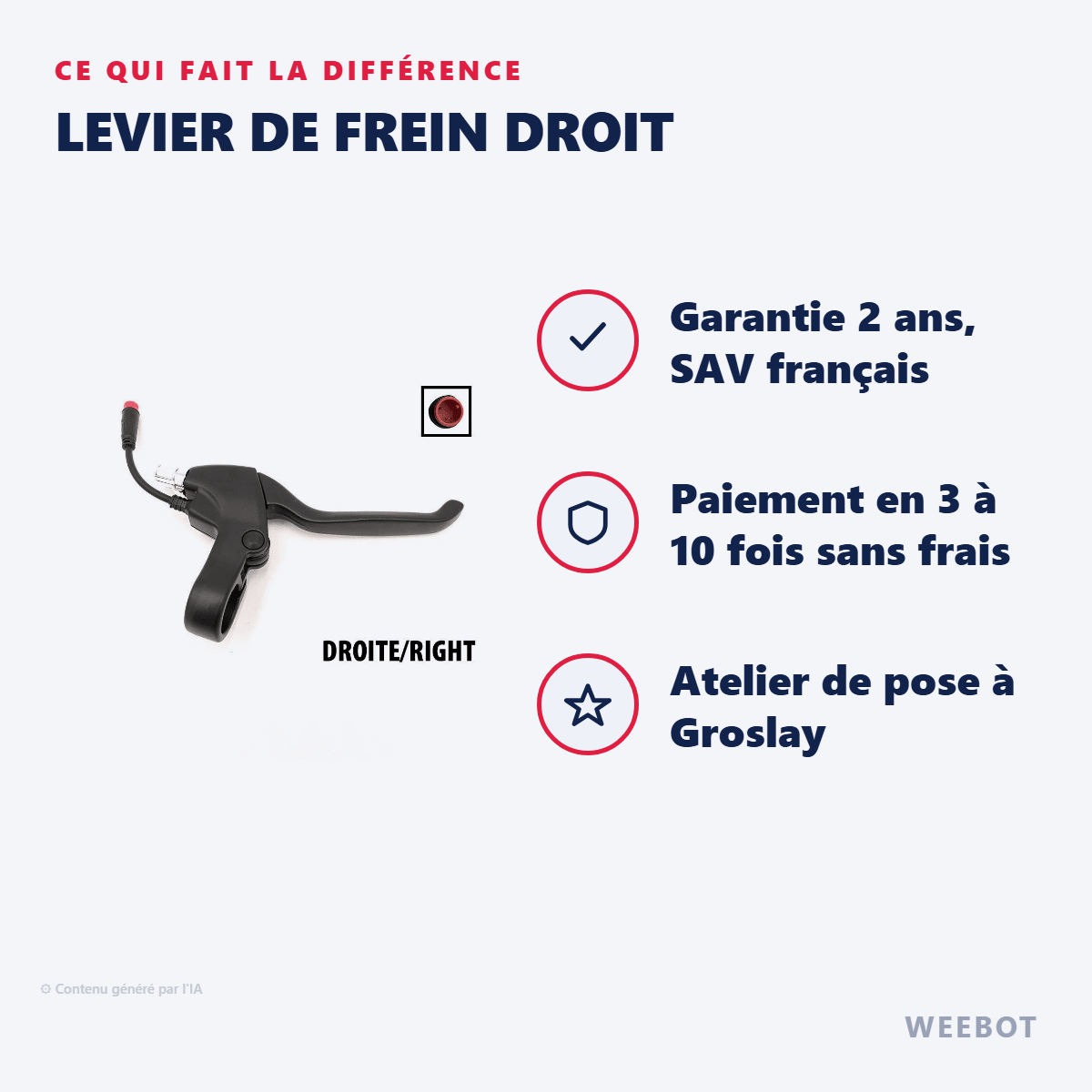 Levier de Frein Droit pour Trottinette Électrique Etwow GT - Weebot
