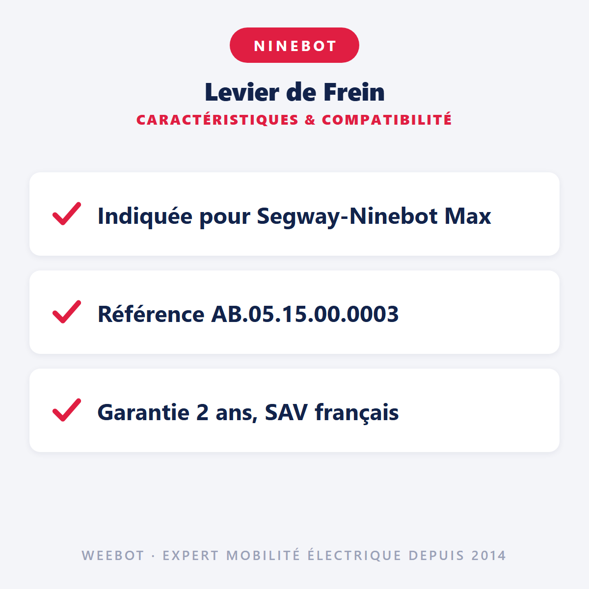 Levier de Frein pour Trottinette Électrique Ninebot Segway Max G2 - Weebot