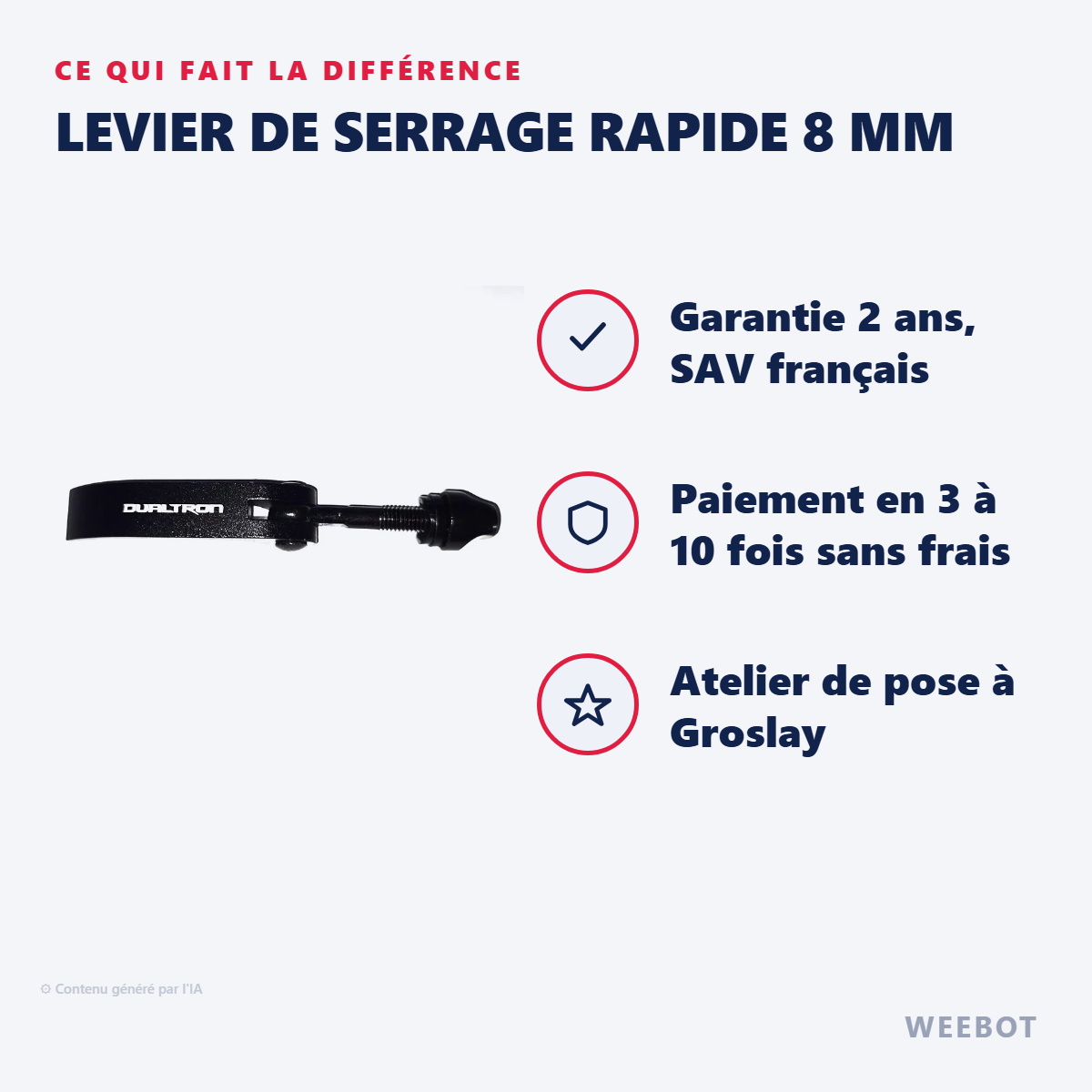 Levier de Serrage Rapide 8 mm : les points forts