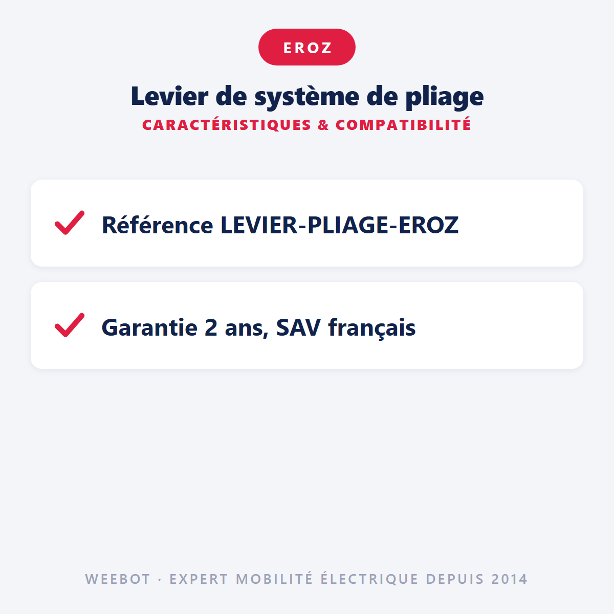 Levier de système de pliage : caractéristiques et compatibilité