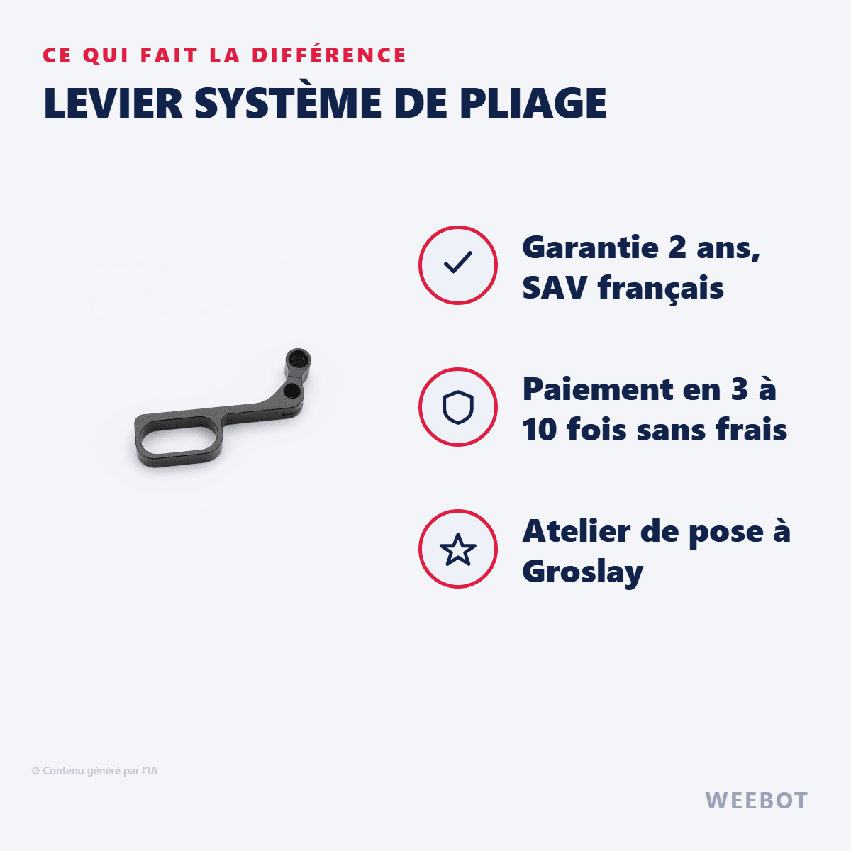 Levier Système De Pliage pour Trottinette Electrique Eroz EK10 (Nouvelle Version) - Weebot
