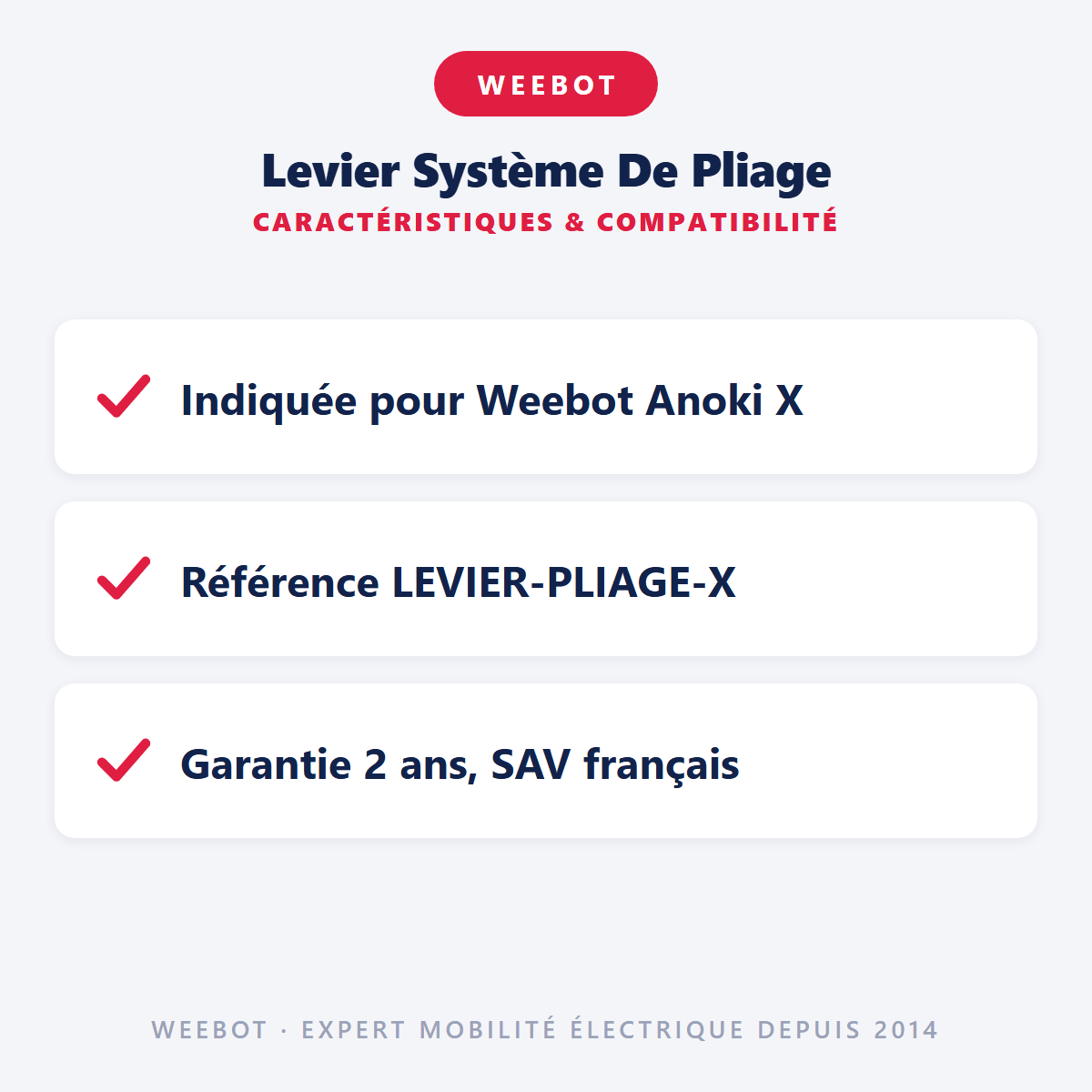 Levier Système De Pliage pour Trottinette Electrique Weebot Anoki X - Weebot