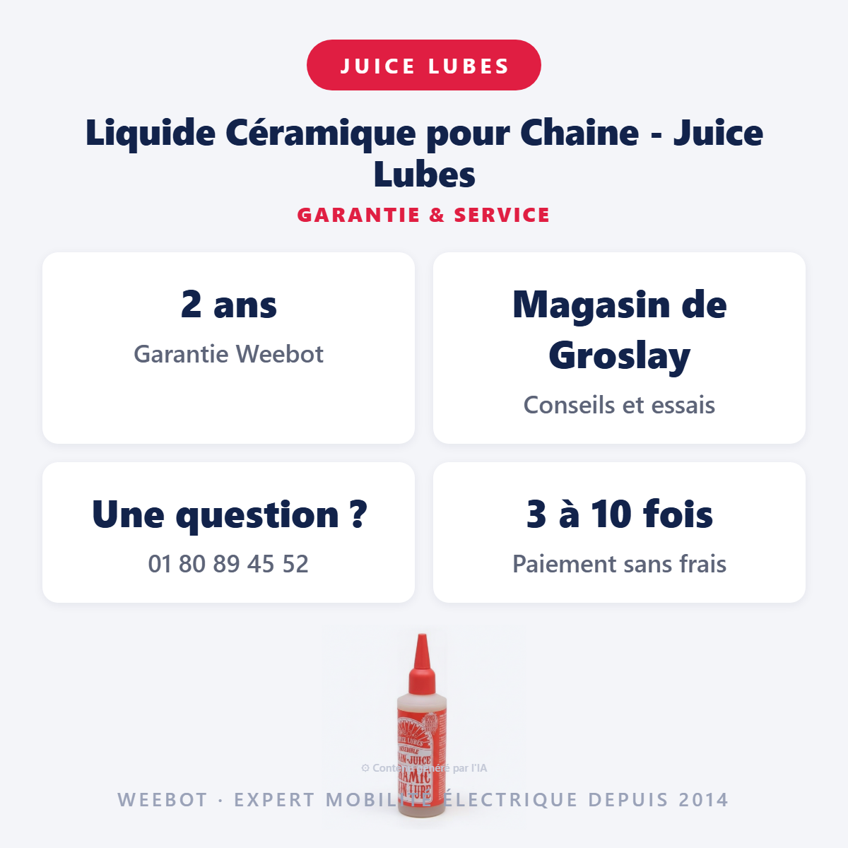 Liquide Céramique pour Chaine - Juice Lubes : garantie 2 ans et service après-vente