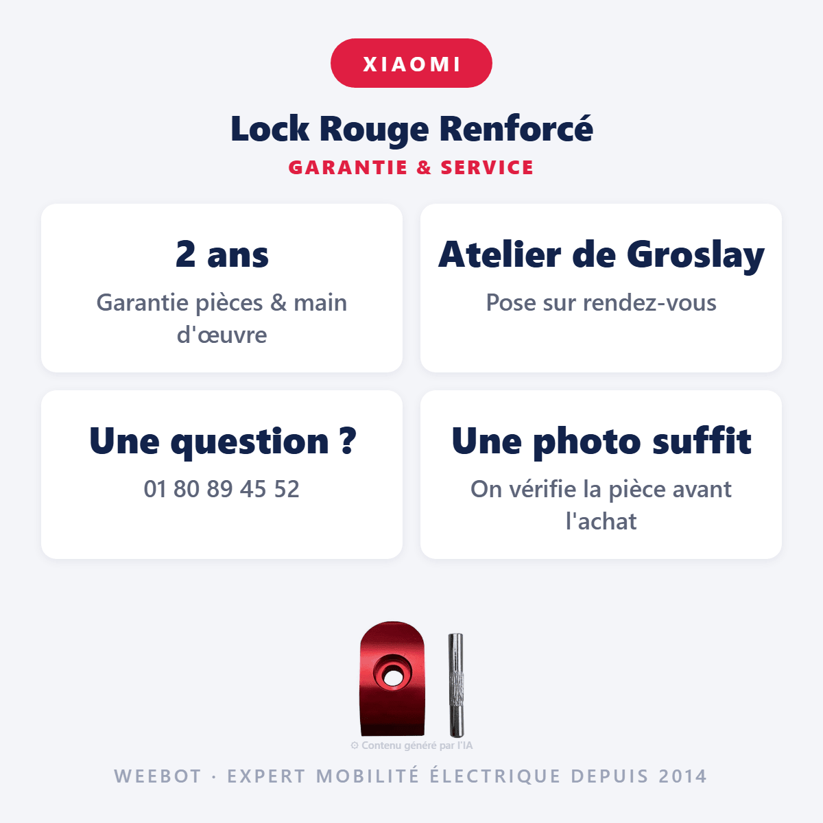 Lock Rouge Renforcé pour Trottinette Électrique Xiaomi M365 & M365 Pro - Weebot