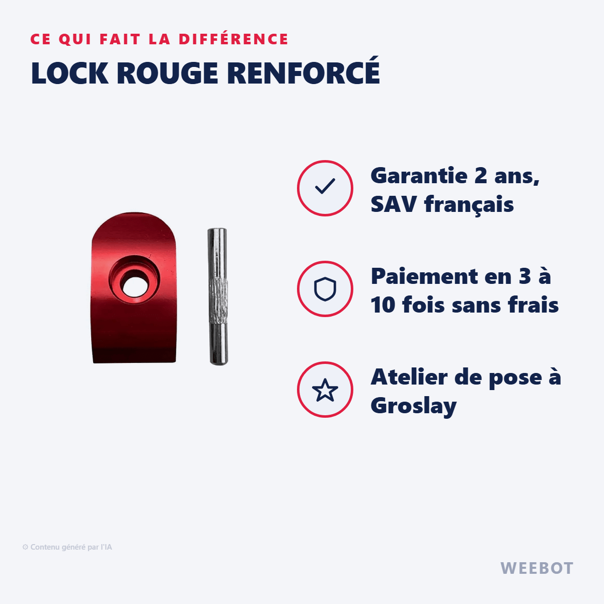 Lock Rouge Renforcé pour Trottinette Électrique Xiaomi M365 & M365 Pro - Weebot