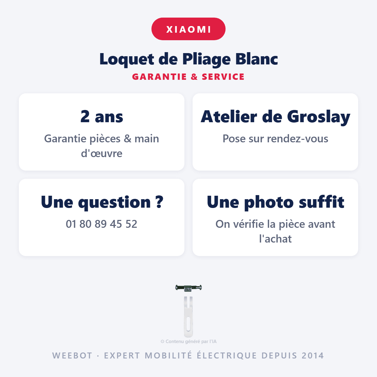 Loquet de Pliage Blanc pour Trottinette Électrique Xiaomi M365 & Pro - Weebot
