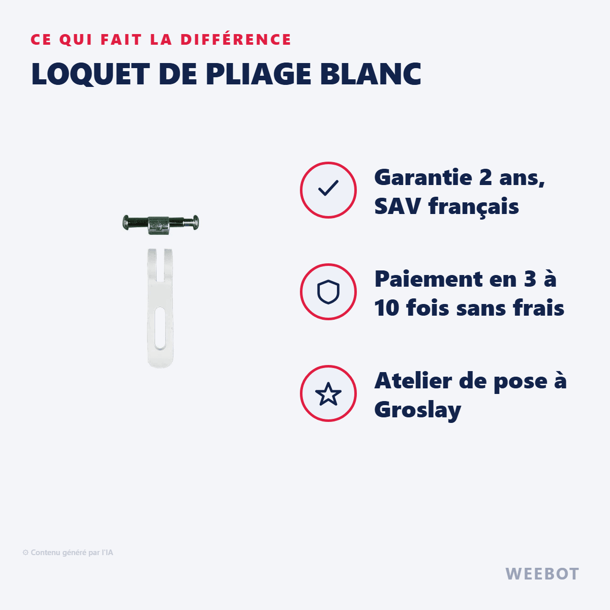 Loquet de Pliage Blanc pour Trottinette Électrique Xiaomi M365 & Pro - Weebot