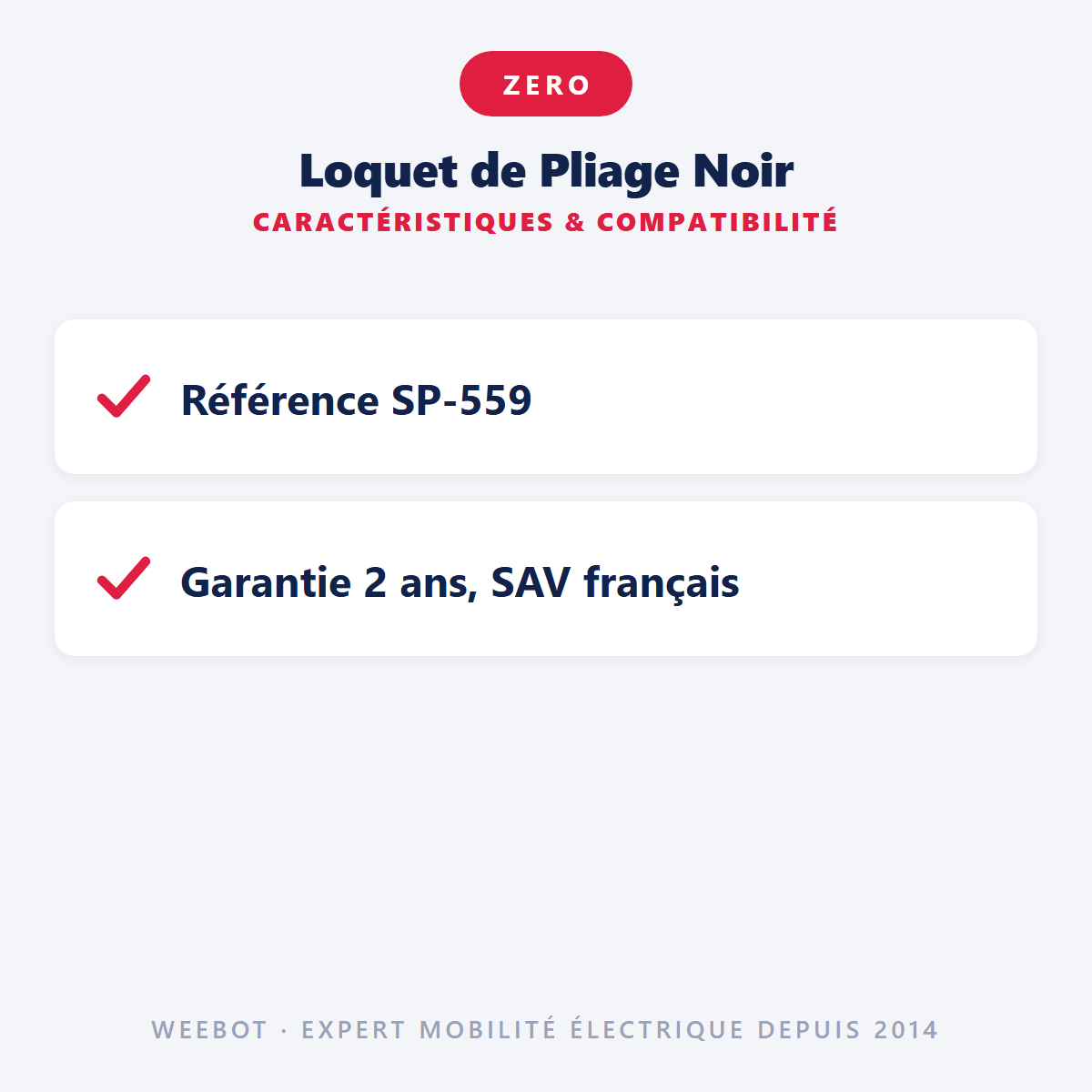 Loquet de Pliage Noir pour Trottinette Électrique Z9 et Z10 - Weebot