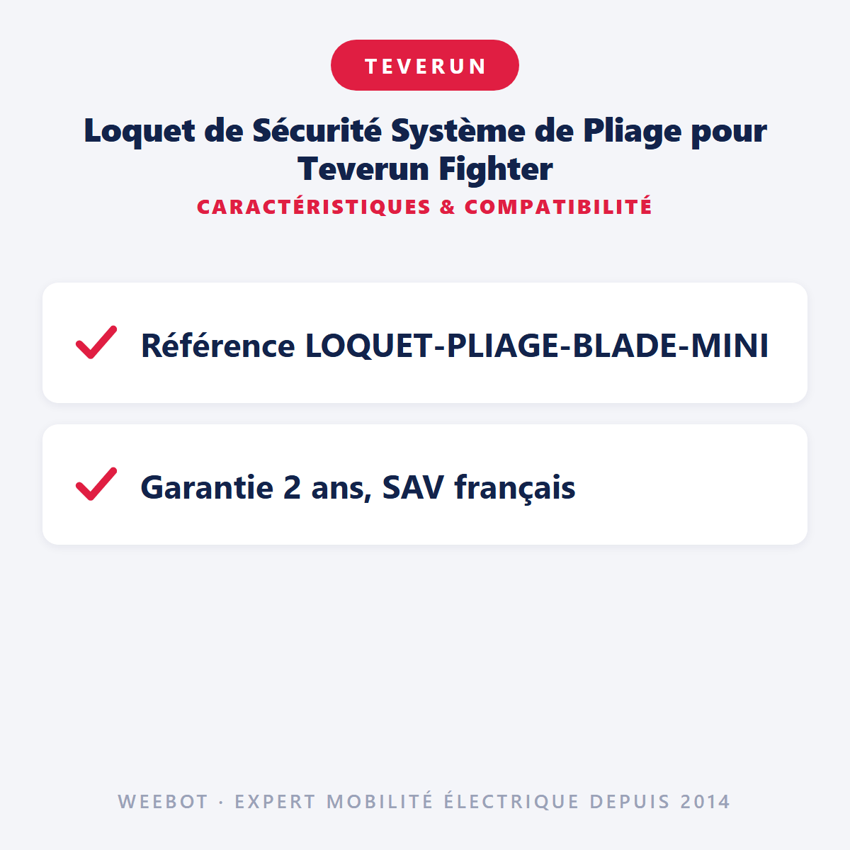 Loquet de Sécurité Système de Pliage pour Teverun Fighter - Weebot