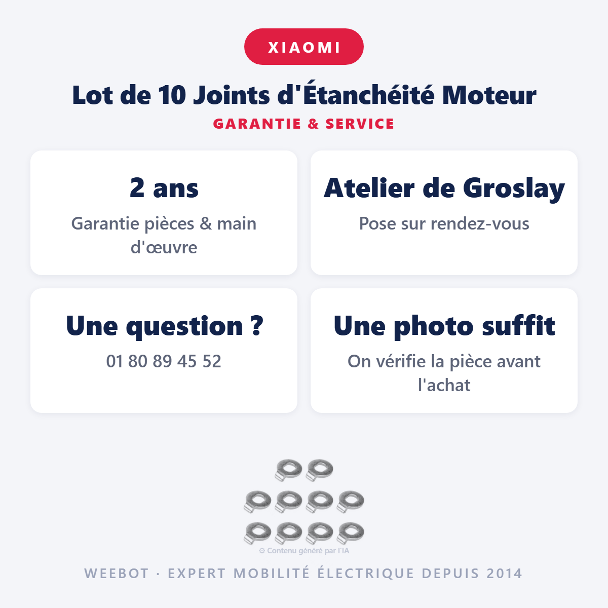 Lot de 10 Joints d'Étanchéité Moteur : garantie 2 ans et service après-vente