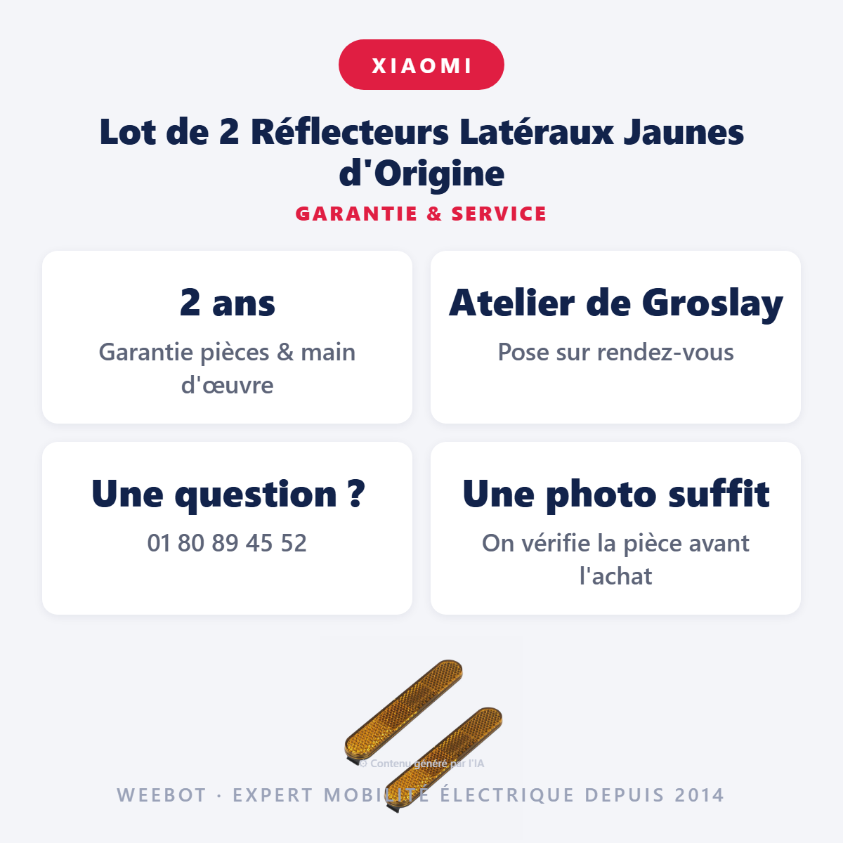 Lot de 2 Réflecteurs Latéraux Jaunes d'Origine : garantie 2 ans et service après-vente
