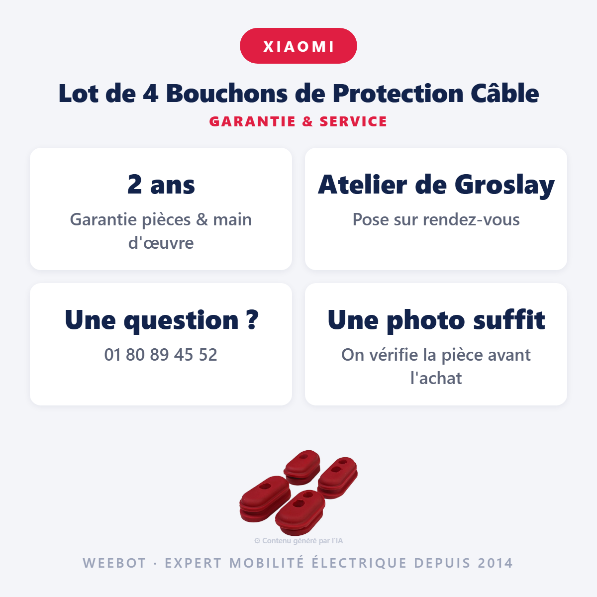Lot de 4 Bouchons de Protection Câble : garantie 2 ans et service après-vente