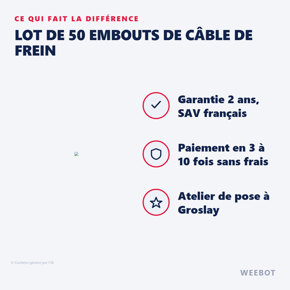 Lot de 50 Embouts de Câble de Frein : les points forts