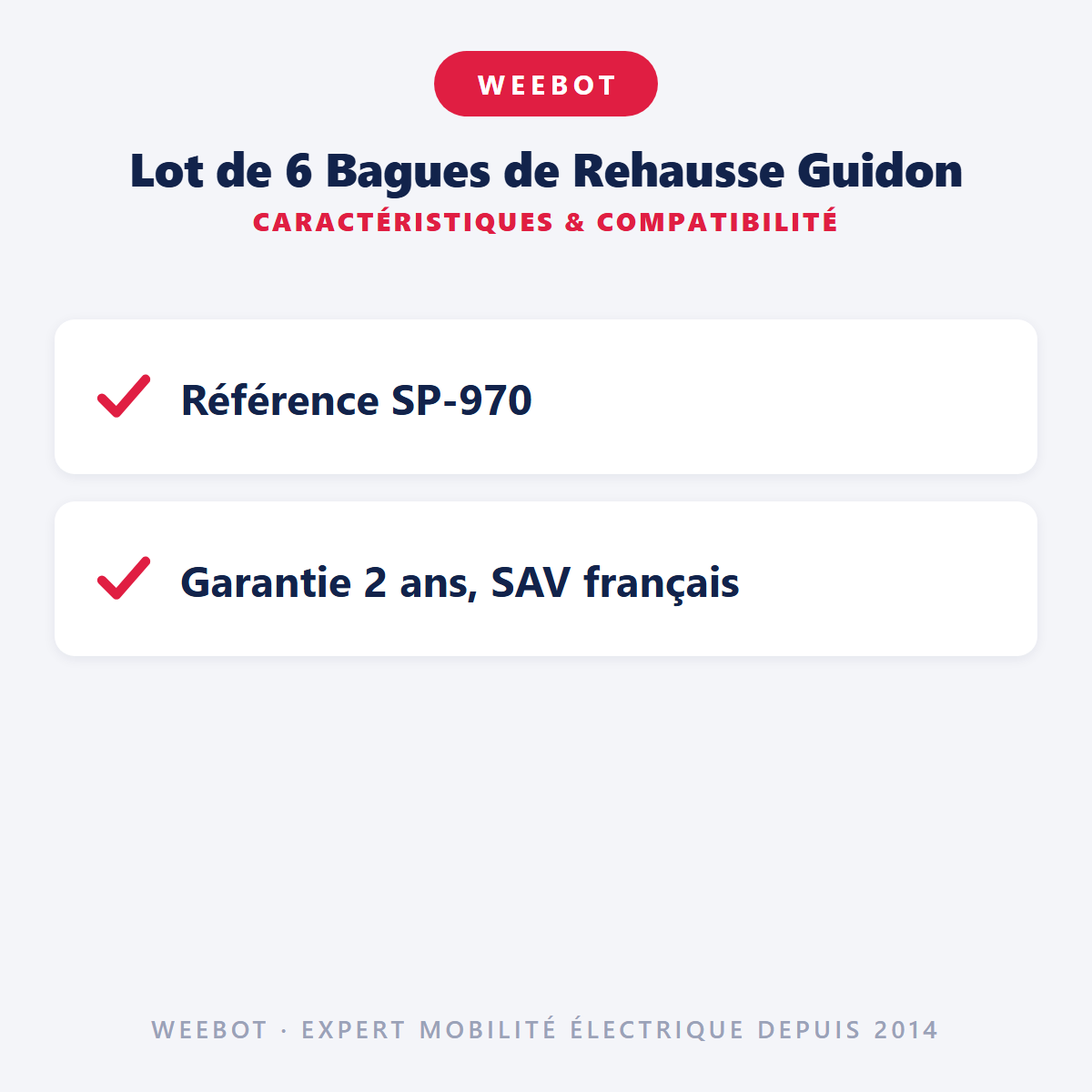 Lot de 6 Bagues de Rehausse Guidon : caractéristiques et compatibilité