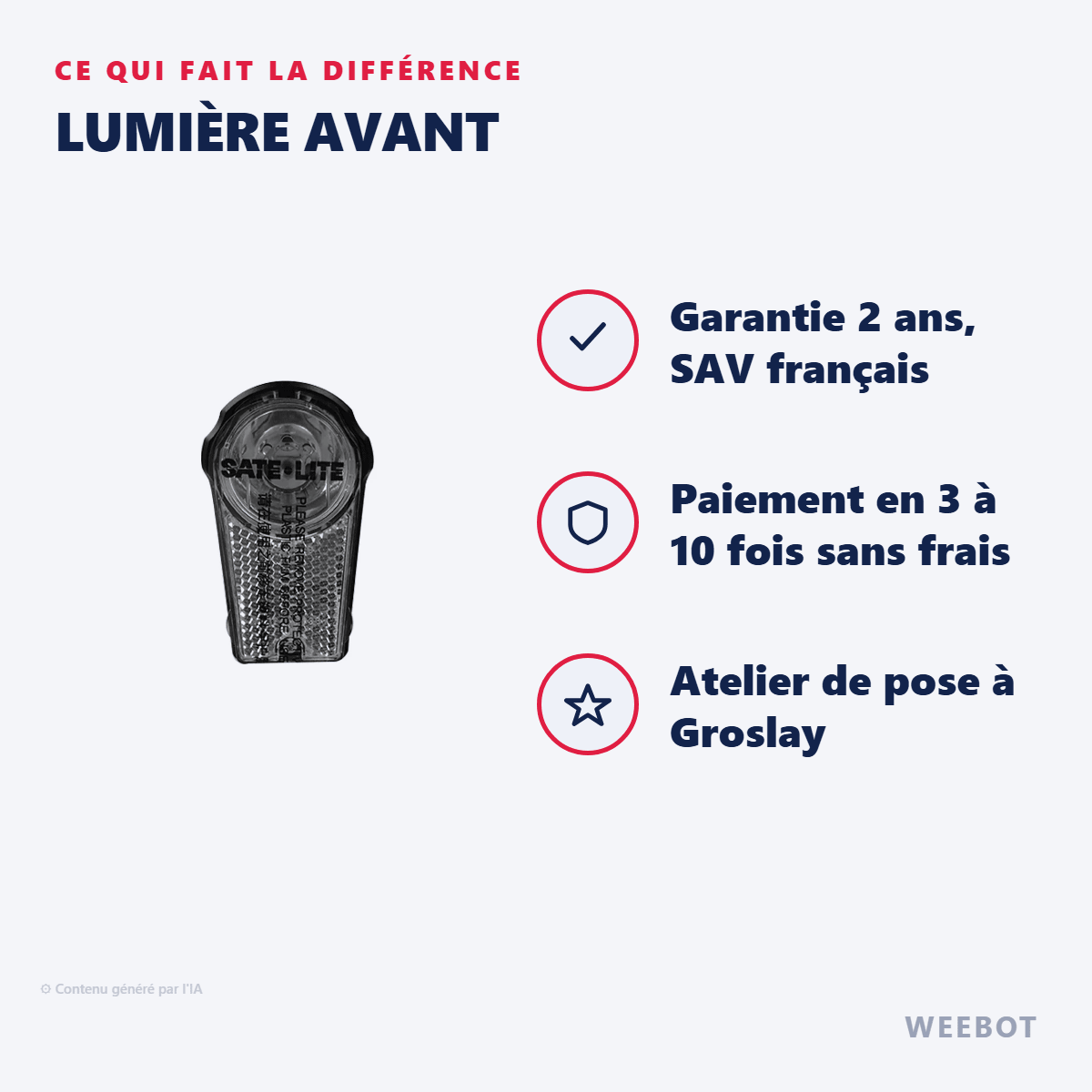Lumière Avant pour Trottinette Électrique Modèle S8 - Weebot