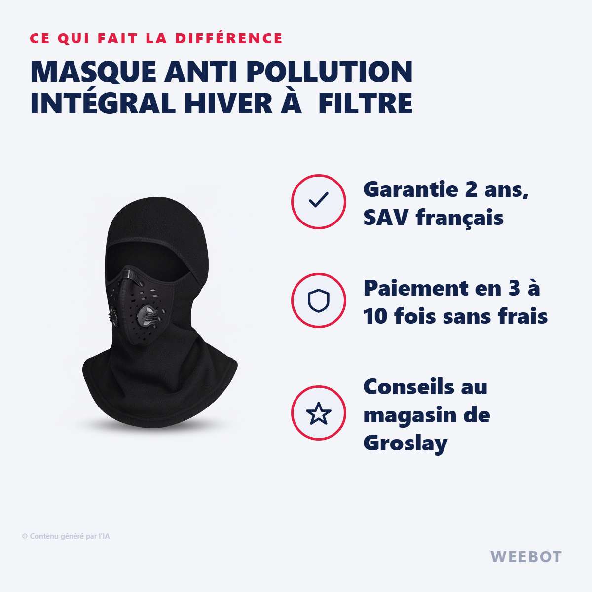 Masque Anti Pollution Intégral Hiver à  Filtre : les points forts