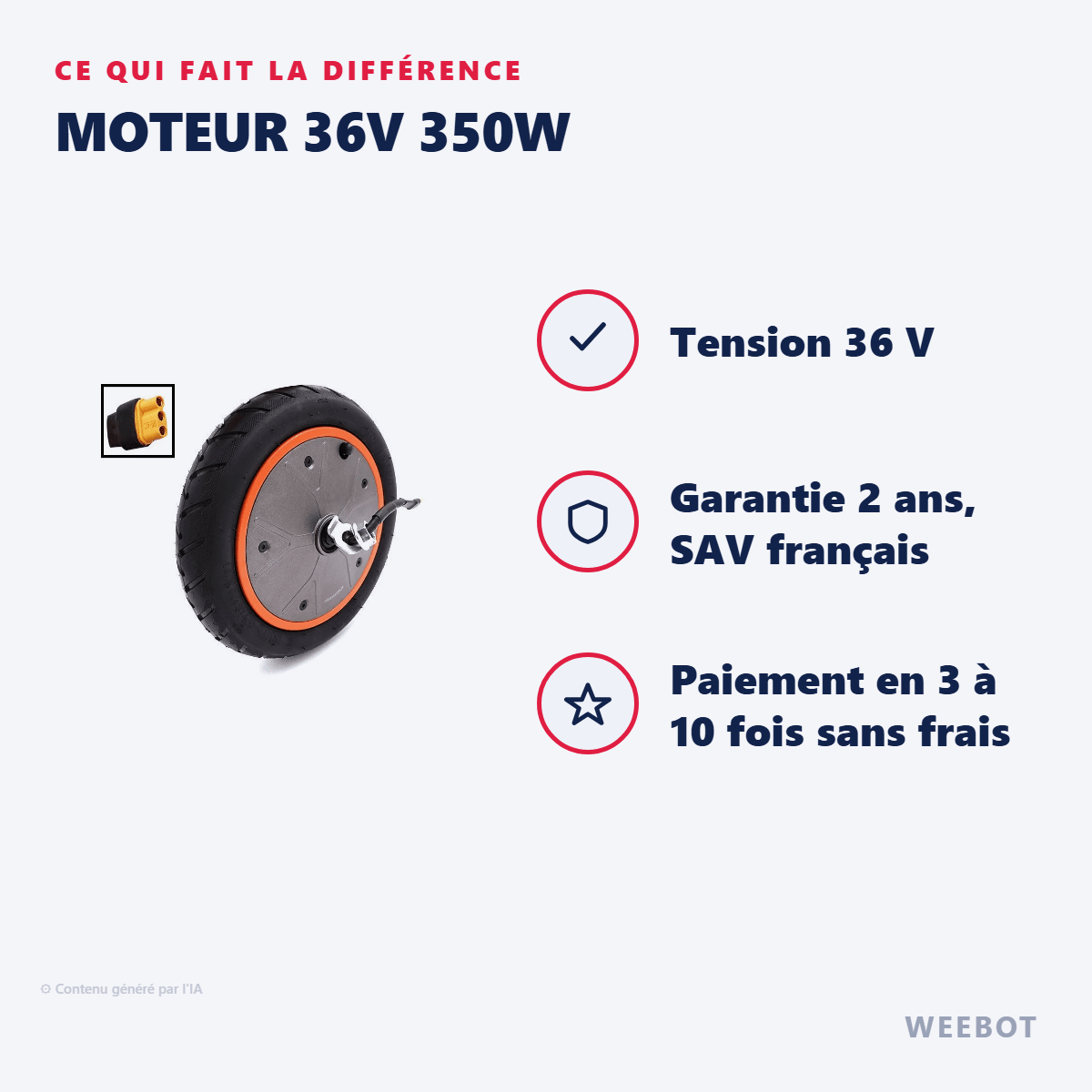Moteur 36V 350W pour Trottinette Électrique Kugoo M2 Pro - Weebot