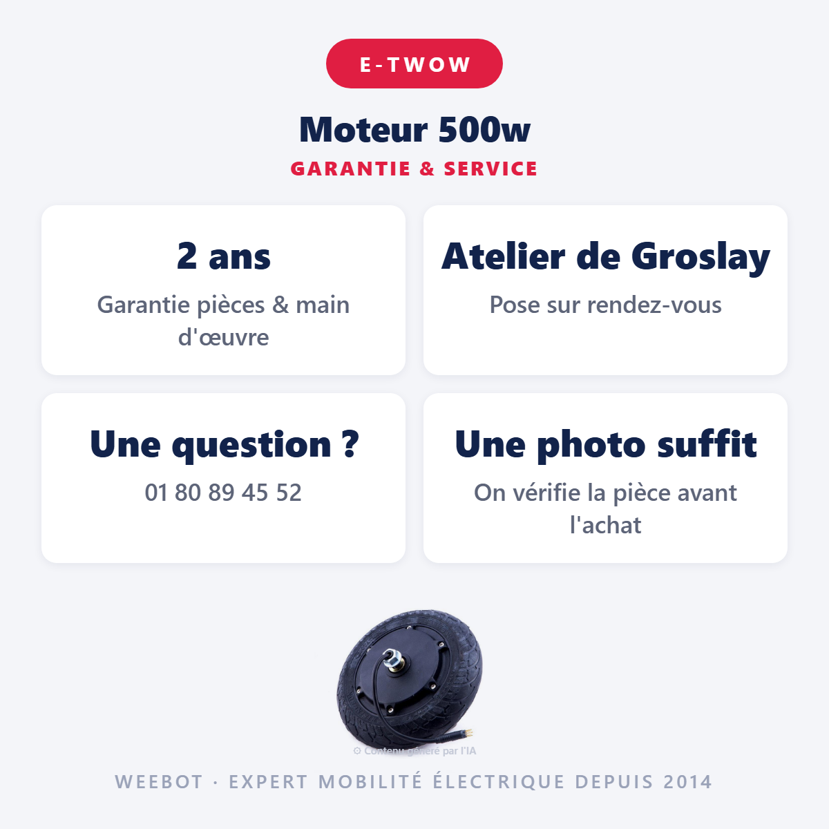 Moteur 500w : garantie 2 ans et service après-vente