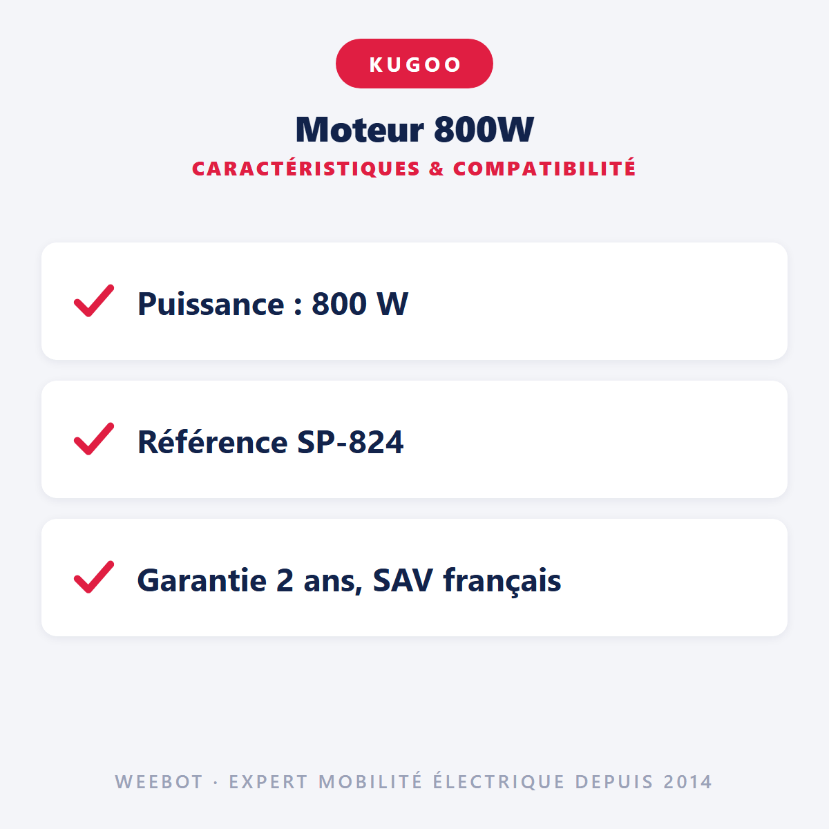 Moteur 800W pour Trottinette Électrique Kugoo M4 Pro - Weebot