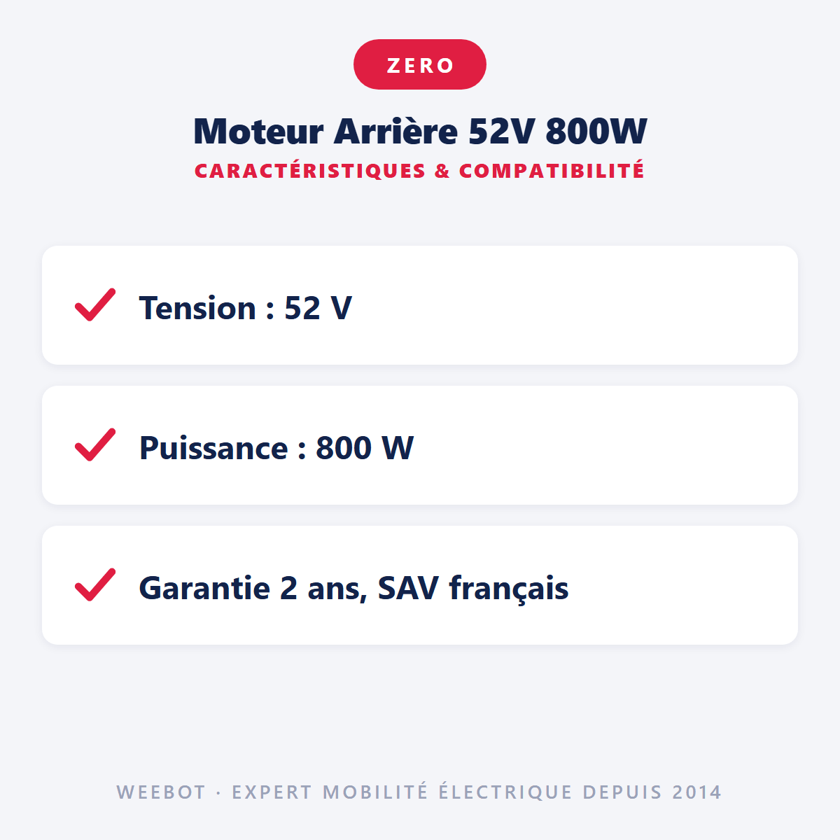 Moteur Arrière 52V 800W pour Trottinette Électrique Z8X - Weebot