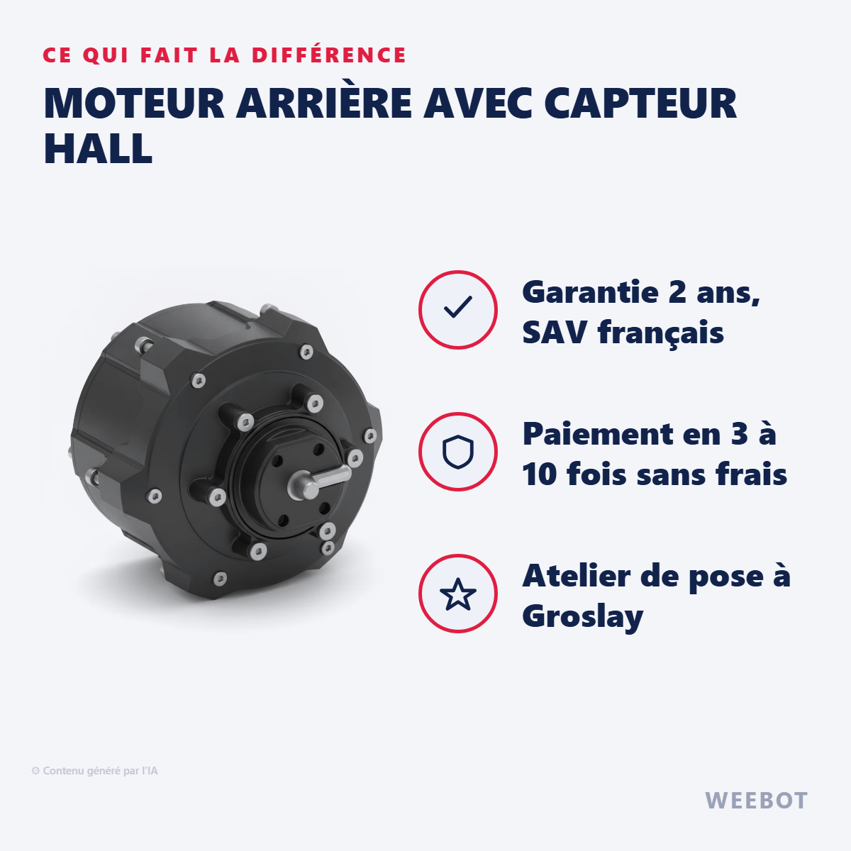 Moteur Arrière avec Capteur Hall : les points forts
