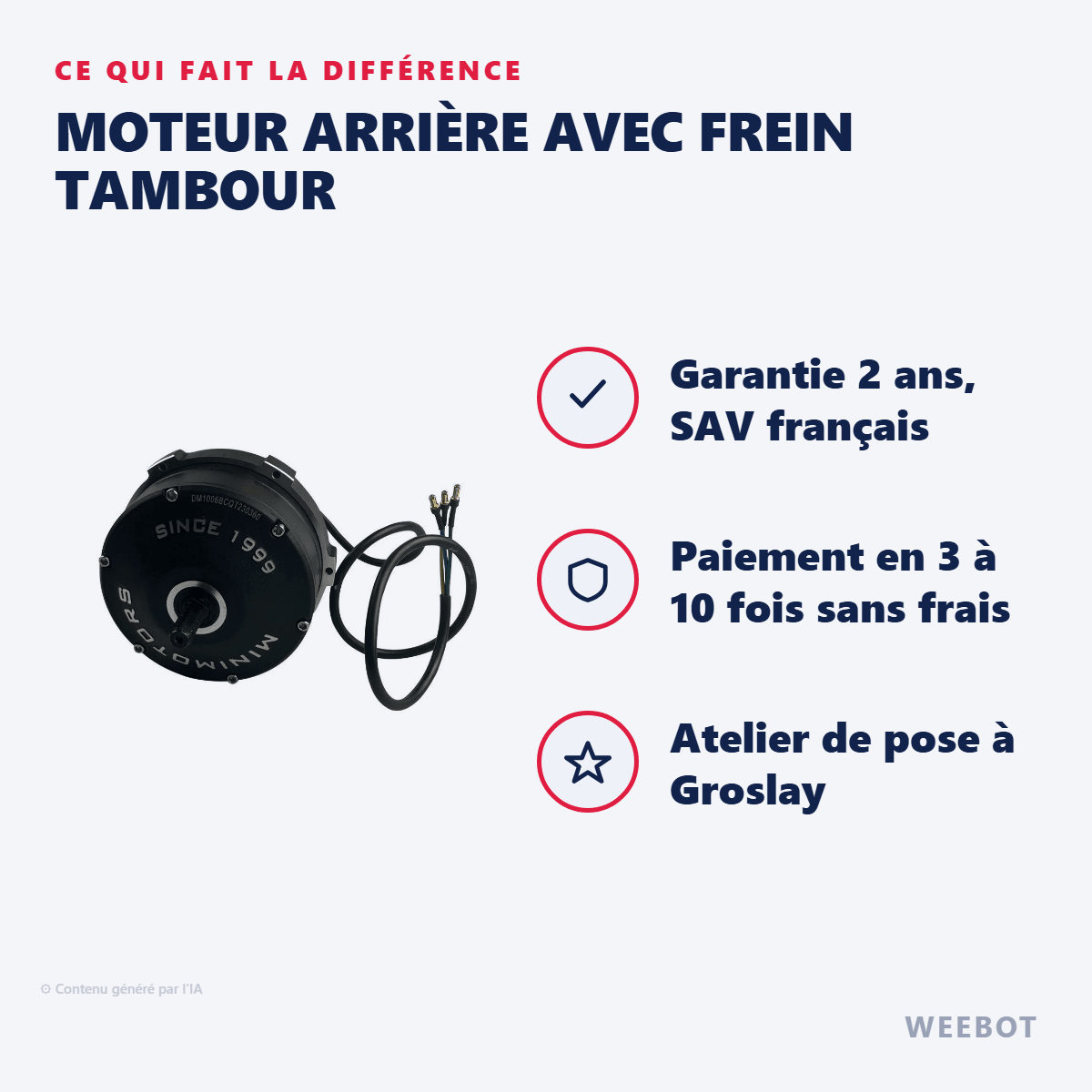 Moteur Arrière avec Frein Tambour pour Trottinette Électrique Dualtron Mini - Weebot