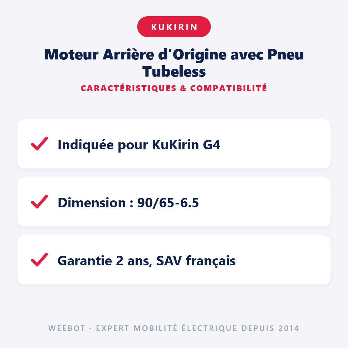 Moteur Arrière d'Origine avec Pneu Tubeless : caractéristiques et compatibilité