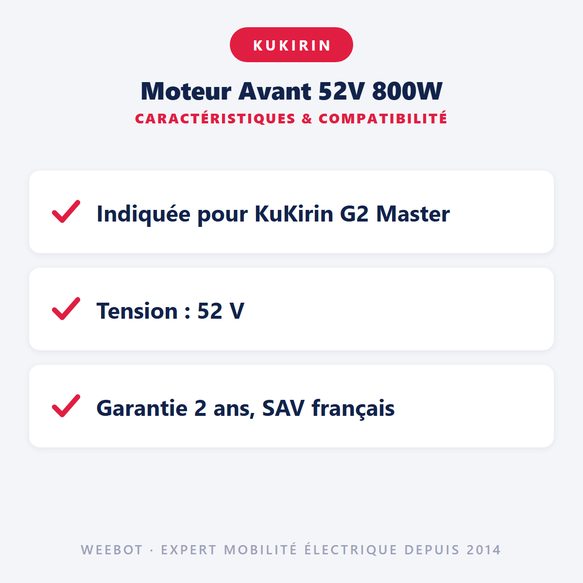 Moteur Avant 52V 800W pour Trottinette Électrique Kukirin G2 Master - Weebot
