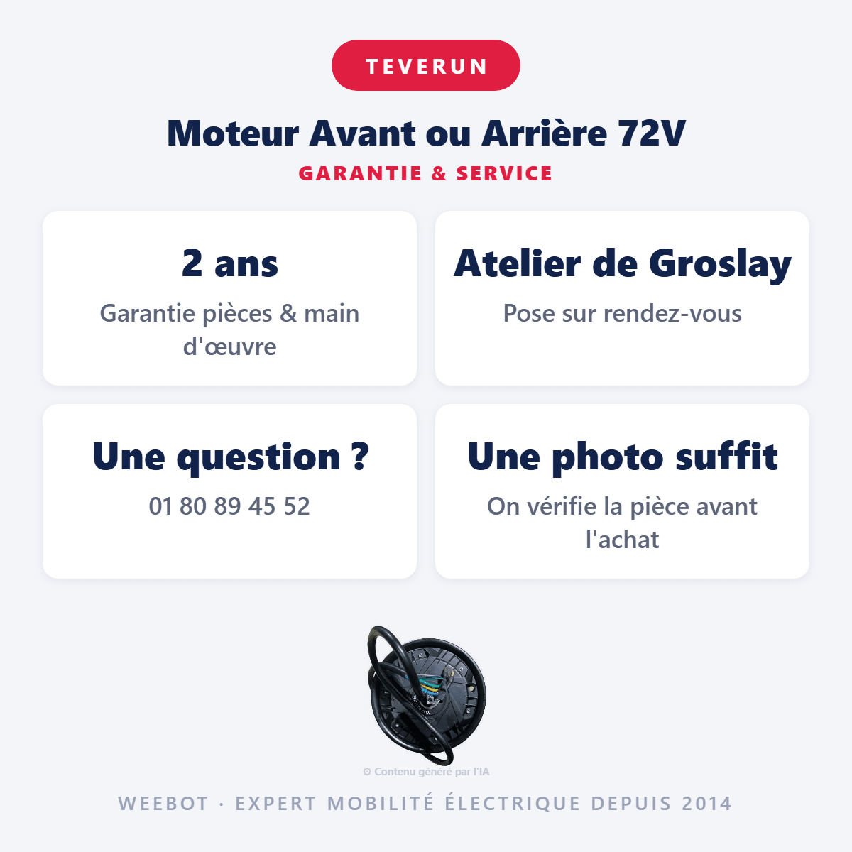 Moteur Avant ou Arrière 72V pour Trottinette Electrique Teverun Fighter 7260 Supreme - Weebot