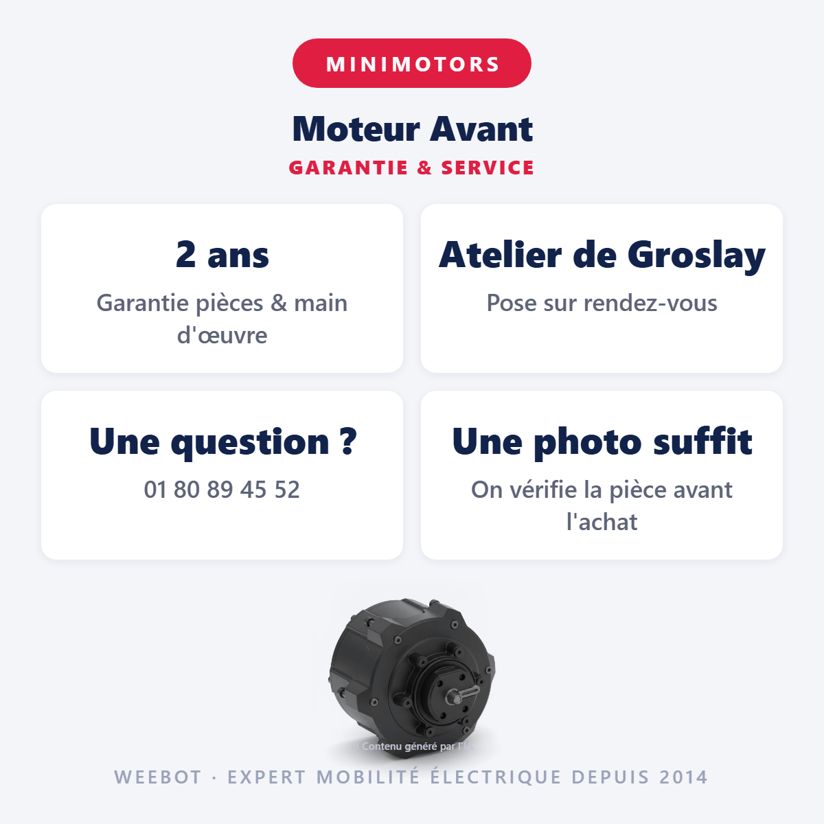Moteur Avant : garantie 2 ans et service après-vente