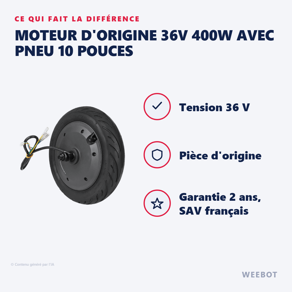 Moteur d'Origine 36V 400W avec Pneu 10 Pouces : les points forts
