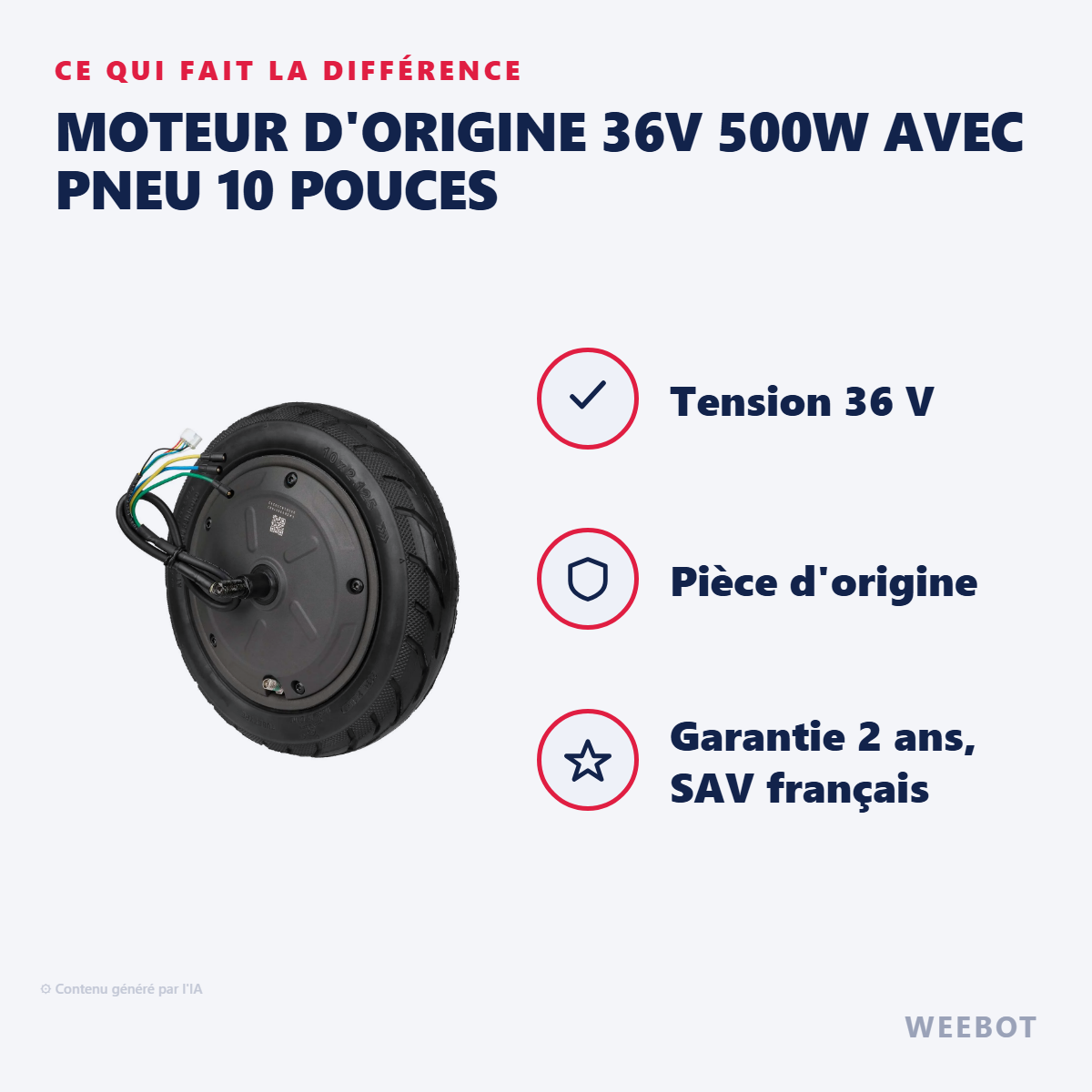 Moteur d'Origine 36V 500W avec Pneu 10 Pouces : les points forts